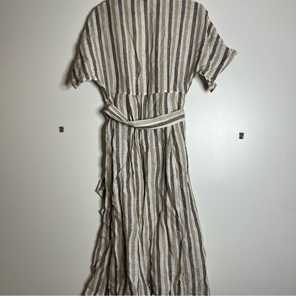 Free People linen Monday striped tie waist midi dress - Picture 5 of 8